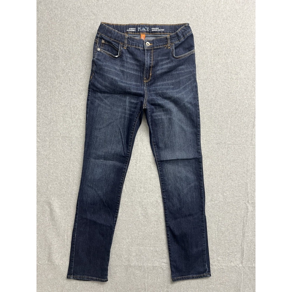 The Childrens Place Boys Blue Straight Leg Stretch Denim Jeans Dark Wash Size 18